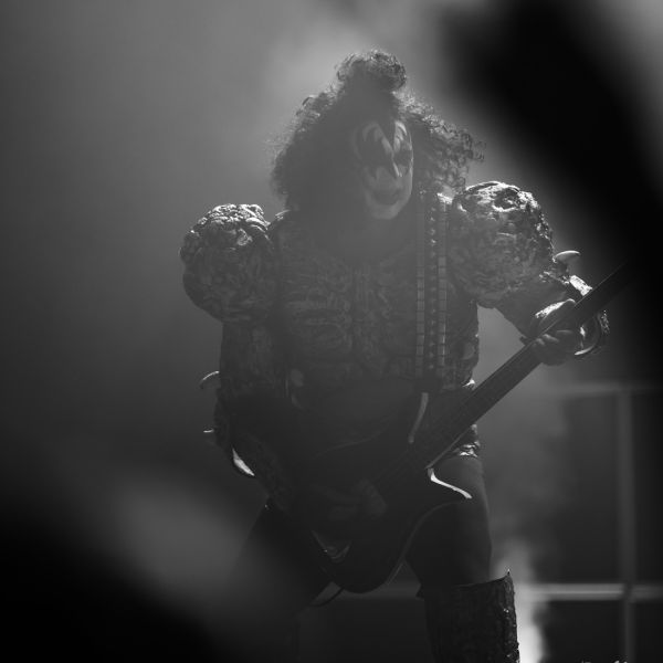 Riffster musical performance Gallery - male metal musician bass player black and white